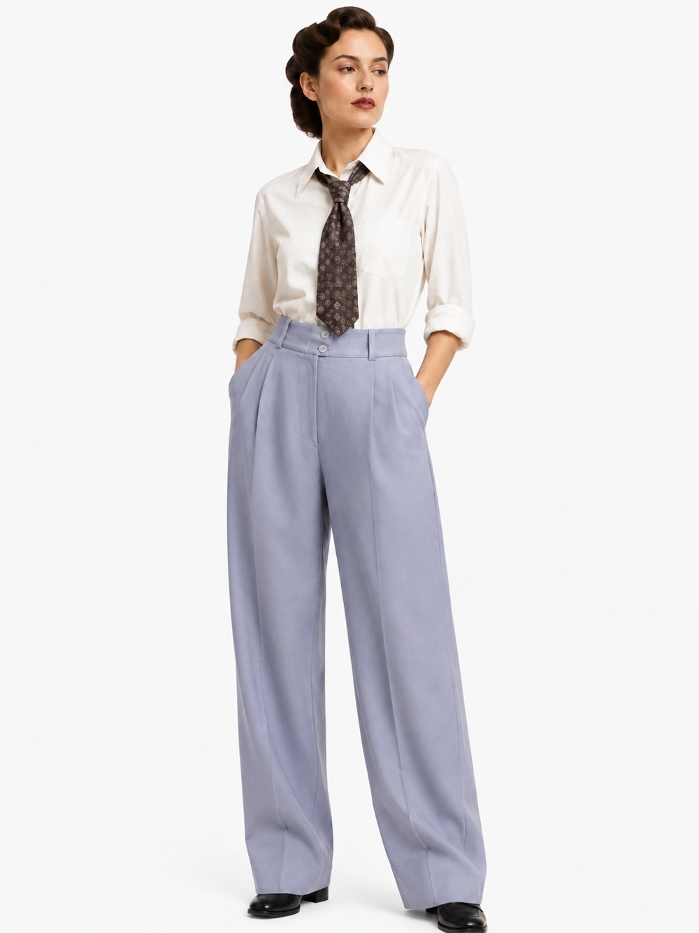 Vintage BEBE Lavender 100% Wool High Waist Trousers Pleated Tapered Leg Size 8